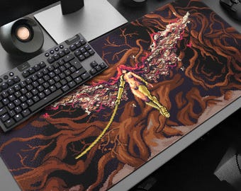 Malenia Gaming Desk Mat: 8-bit Elden Ring Pixel Art XL Mouse Pad