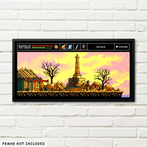 Póster de Majula Retro Demake DS2 Pixel Art, impresión artística de pared de videojuegos de alta calidad.