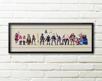 YoRHa & Co Pixel Characters - Video Game Inspired Pixel Art - High Quality Art Print