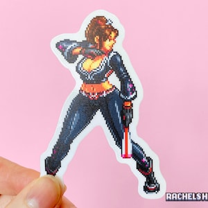 Mai Shiranui Street Fighter 6 Fatal Fury Pixel Art Aufkleber Wasserdichter, klarer, matt gestanzter Aufkleber für Gamer Videospiele Gaming Decor