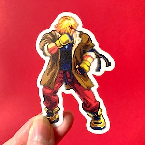 Ken Street Fighter 6 Outfit 1 Pixel Art Aufkleber, wasserdichter, klarer, matt gestanzter Aufkleber für Gamer Videospiele Gaming Decor