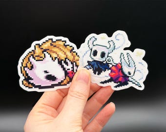 Silksong Hollow Knight Pixel Art Sticker Set: Waterproof Matte Vinyl with Clear Outline