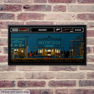 RDR2 Valentine Retro Demake Red Dead Redemption 2 pixelartposter hoge kwaliteit videogame kunst aan de muur