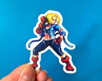 Cammy Street Fighter 6 Pixel Art Sticker: Outfit 1 - Clear Waterproof Vinyl