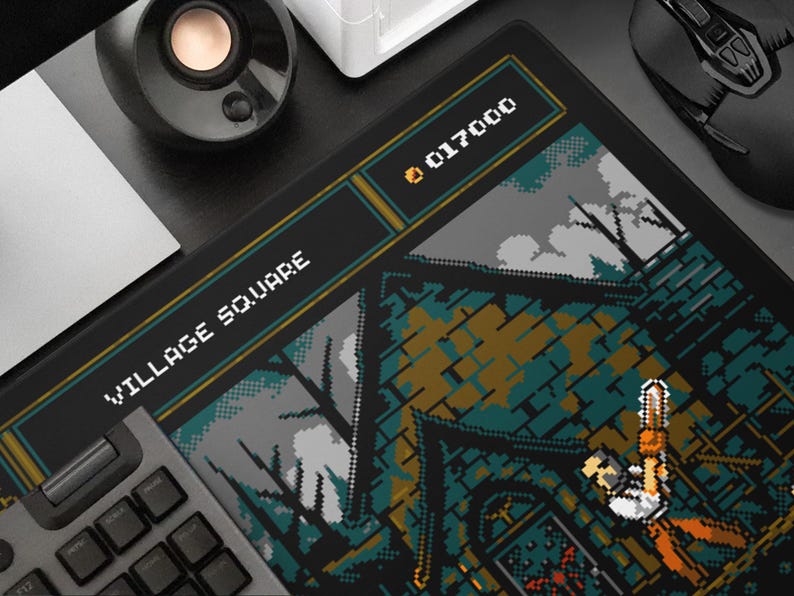 Village Square Gaming Desk Mat: 8bit Resident Evil 4 Pixel Art XL Mouse Pad image 4