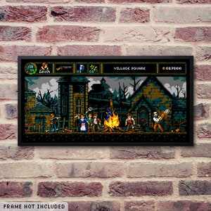Village Square Resident Evil 4 Retro Demake Pixel Art Poster High Quality Video Game Wall Art Print