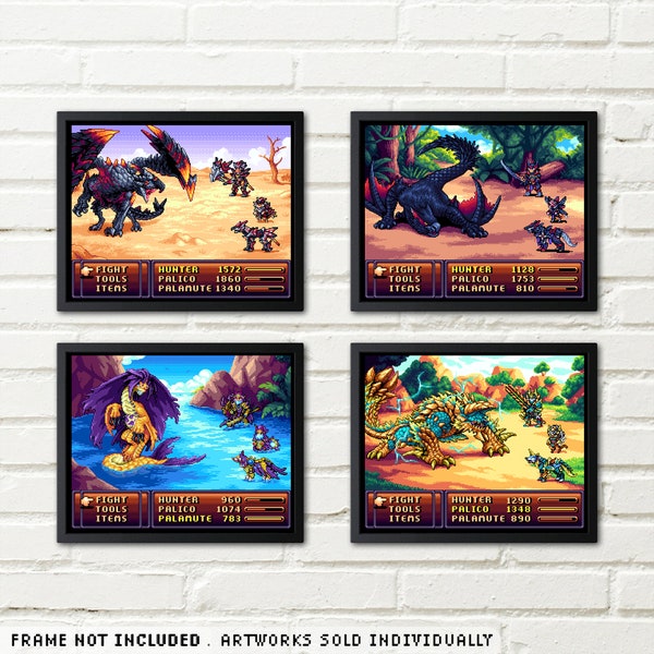 Monster Hunter RPG De-Makes - Video Game Inspired Pixel Art - High Quality Art Print