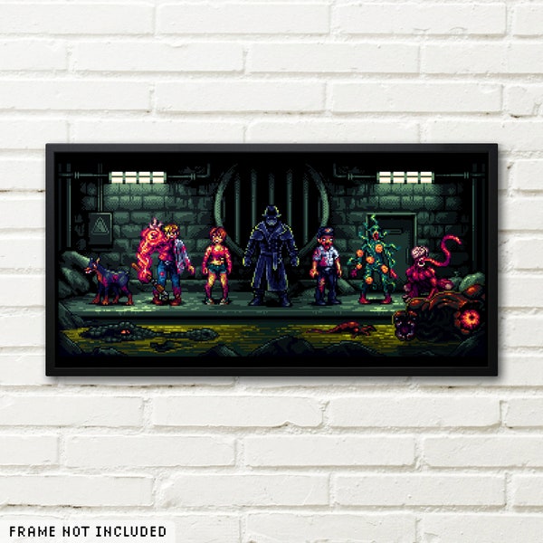 RE2 Enemies Pixel Art Print: 8bit Resident Evil 2 Poster