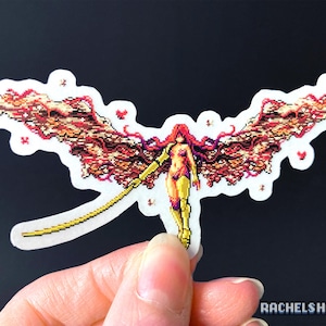 Malenia Goddess of Rot Aufkleber Elden Ring 8bit Pixel Art, Vinyl Wasserdicht Klar Matte Gestanzte Aufkleber für Gamer Videospiele Gaming Decor
