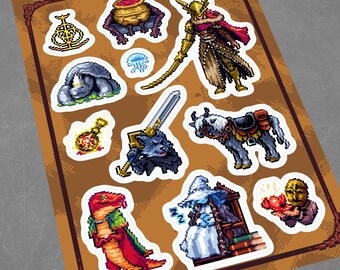 Elden Ring Pixel Art Sticker Sheet: Ranni, Malenia, Blaidd