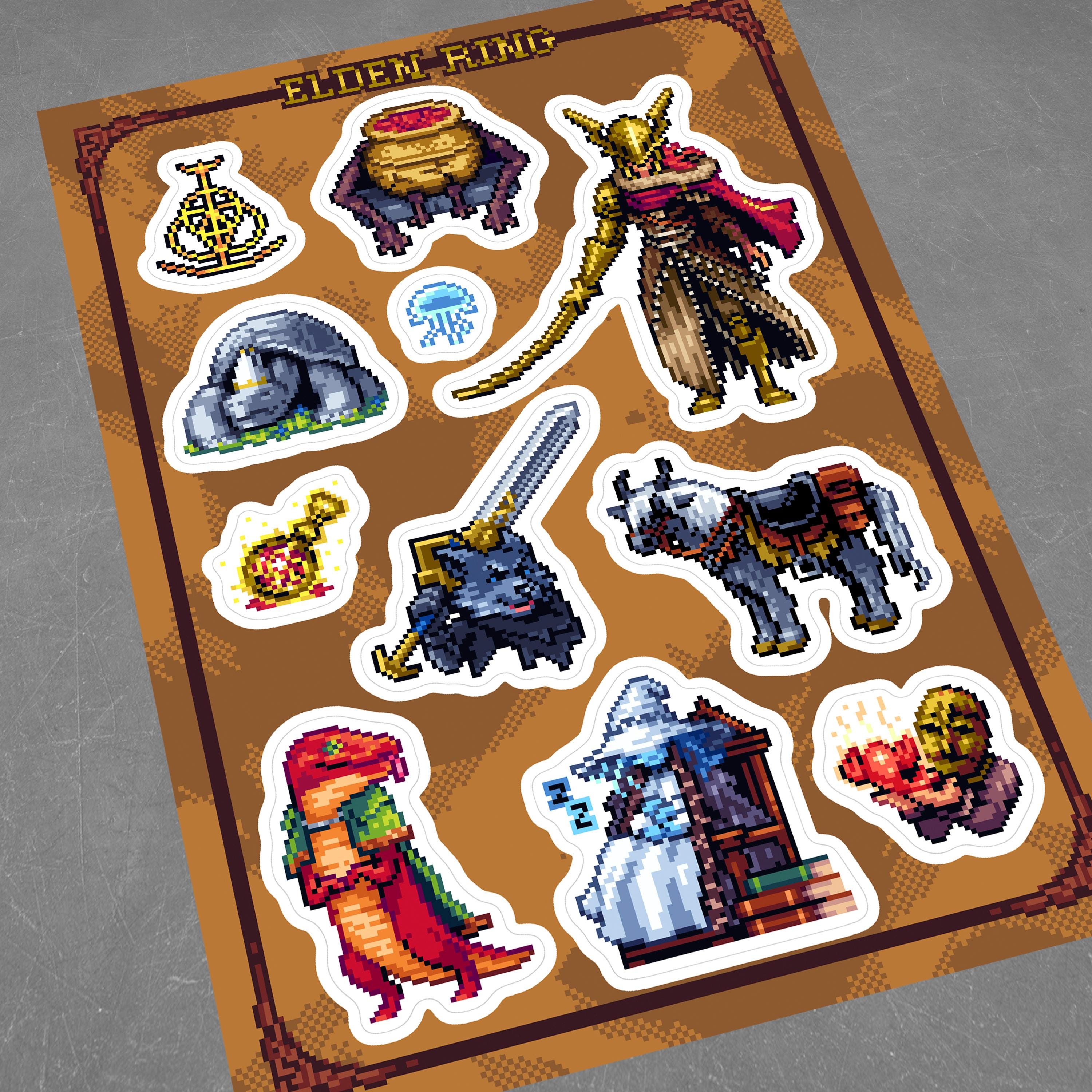 Elden Ring Pixel Art Sticker Sheet: Ranni, Malenia, Blaidd