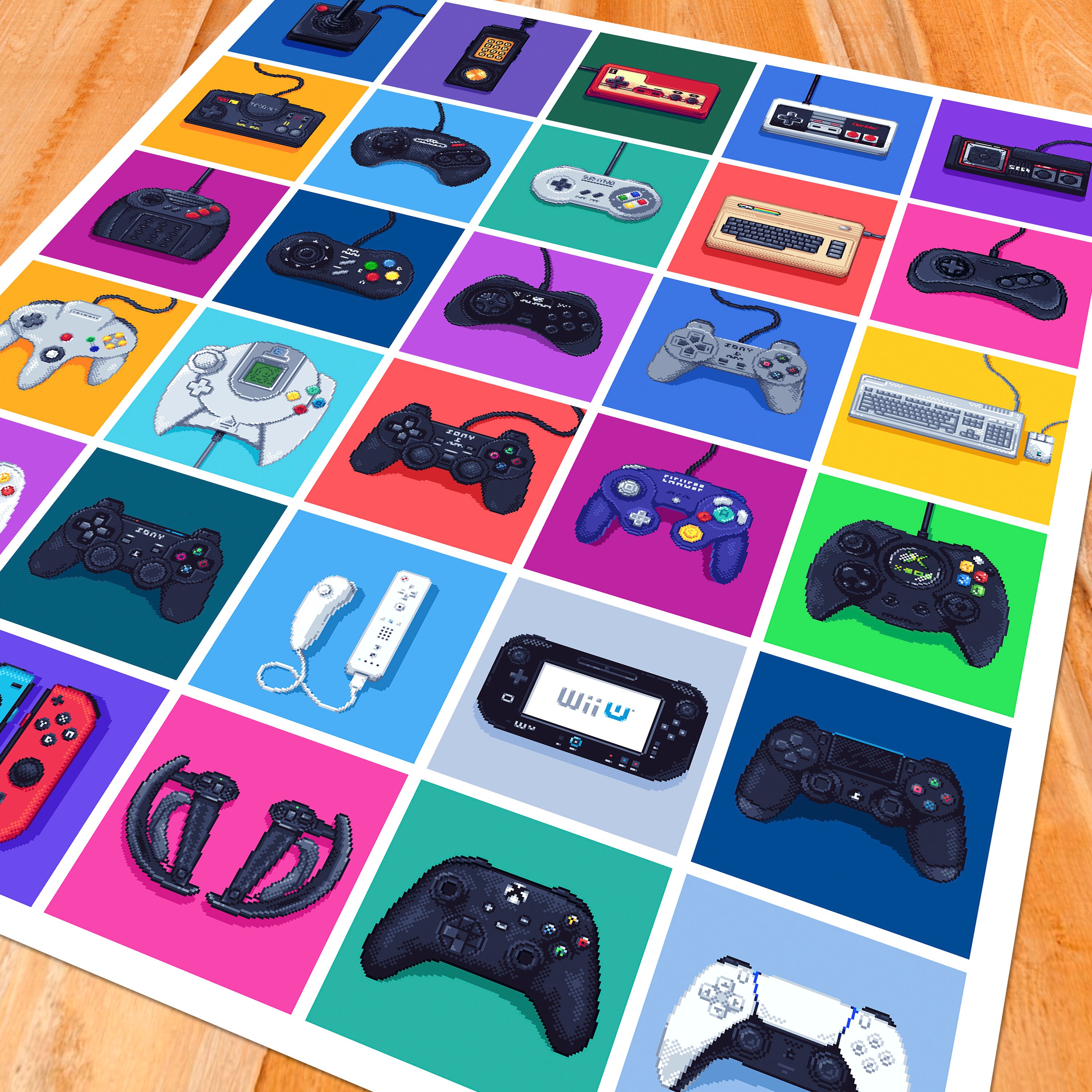 Video Game Controllers Pixel Art Print: 8bit Retro Gaming Poster - Etsy