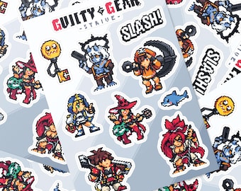 Guilty Gear Strive Pixel Art Sticker Sheet - Clear Waterproof Vinyl