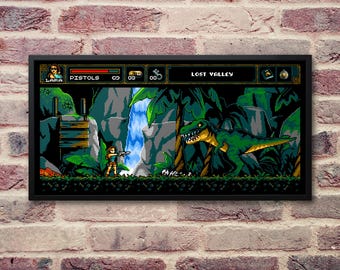Lost Valley Pixel Art Print: 8bit Tomb Raider Poster