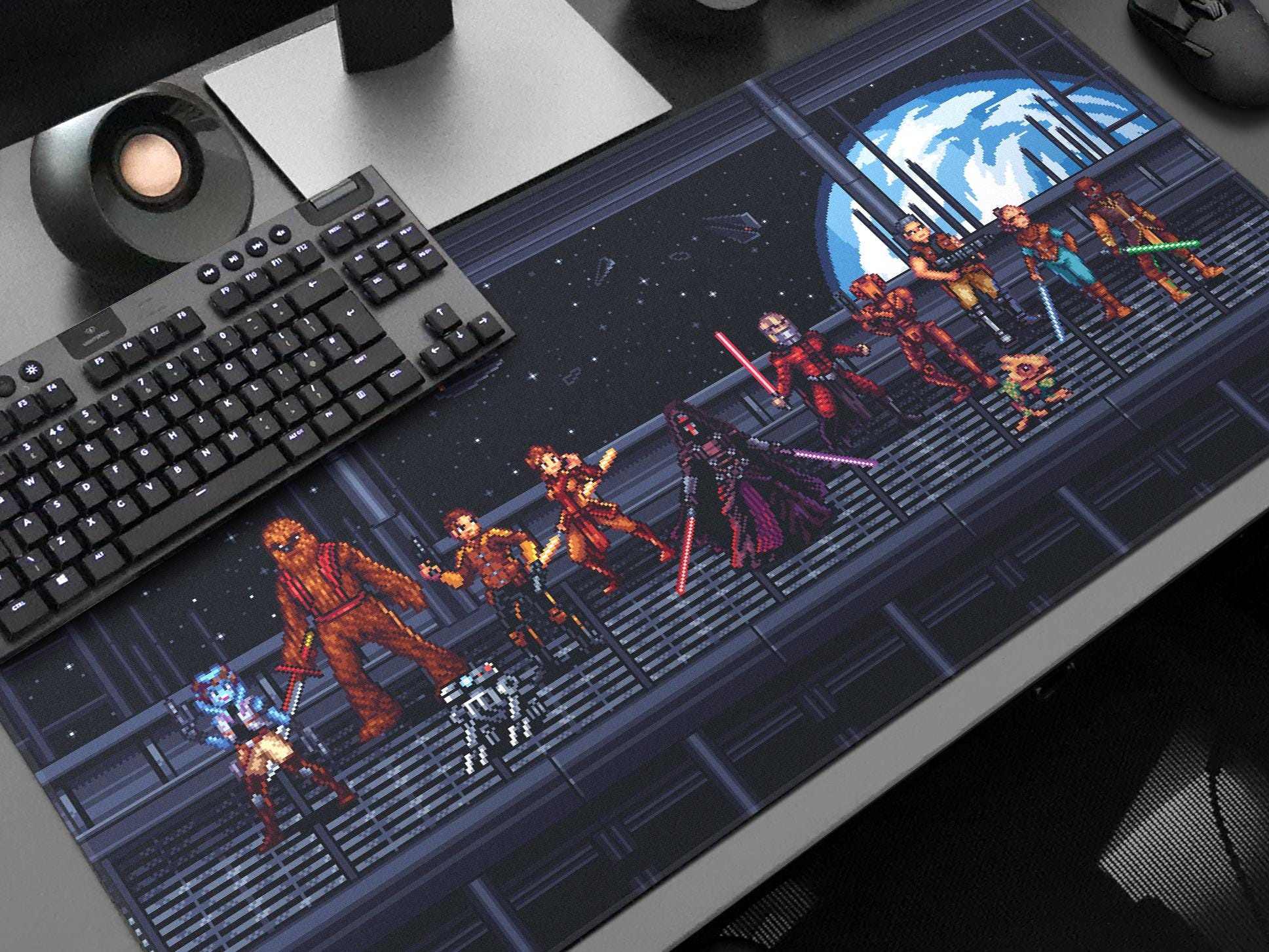 KOTOR Gaming Desk Mat: 8bit Knights of the Old Republic Pixel Art