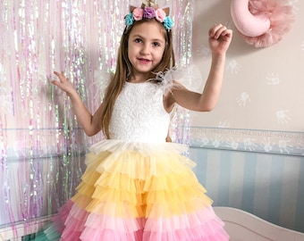 Dress Unicorn, Kids Dress, Party Dress, Elegant Dress, Unicorn Colors, Pretty Dress, Birthday Dress, Family Look, Unicorn Birthday