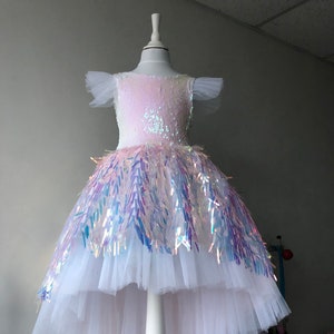 Sequin Dress, Kids Dress, Elegant Dress, Girls Princes Dress, Pretty Dress, Birthday Dress, Family Look, Girls Holiday Dress, Feathers Dress