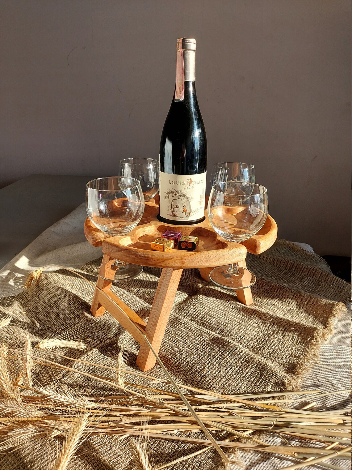 Outdoor wine table Wine lover gift wood serving platter Etsy