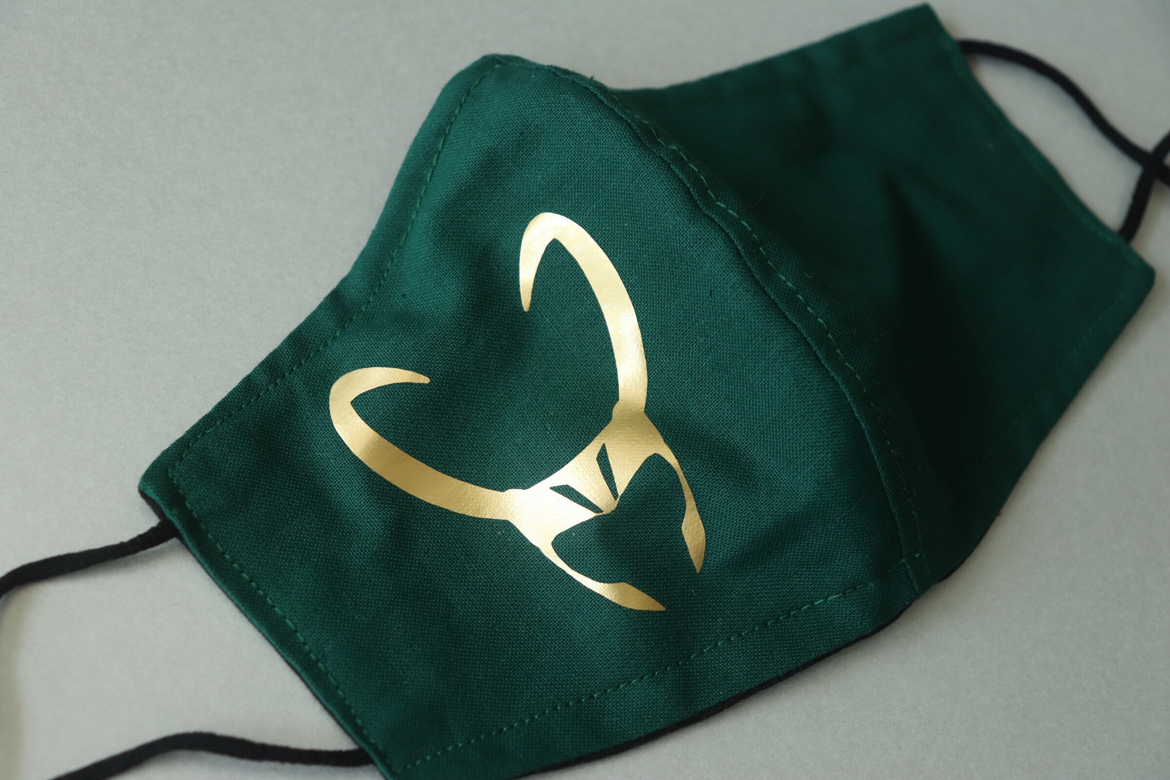 Loki horns mask triple layer face covering reusable washable with nos…