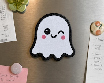 Cute Ghost Fridge Magnet – Kawaii Halloween Magnet, Spooky Cute Kitchen Decor, Ghost Lover Gift