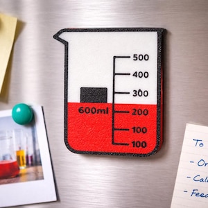 Aimant de réfrigérateur en forme de bécher scientifique, cadeau pour professeur de chimie, décoration de laboratoire de 5 cm pour salle de classe, casier ou cuisine