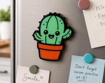 Cute Cactus Fridge Magnet – Kawaii Plant Magnet, Gift for Gardeners, Succulent Lover Gift, Funny Kitchen Décor