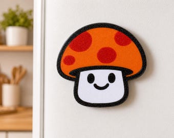 Cute Mushroom Fridge Magnet, Kawaii Kitchen Magnet, Fun Fridge Decor, Mushroom Gift, Cottagecore Magnet, Small Gift Idea