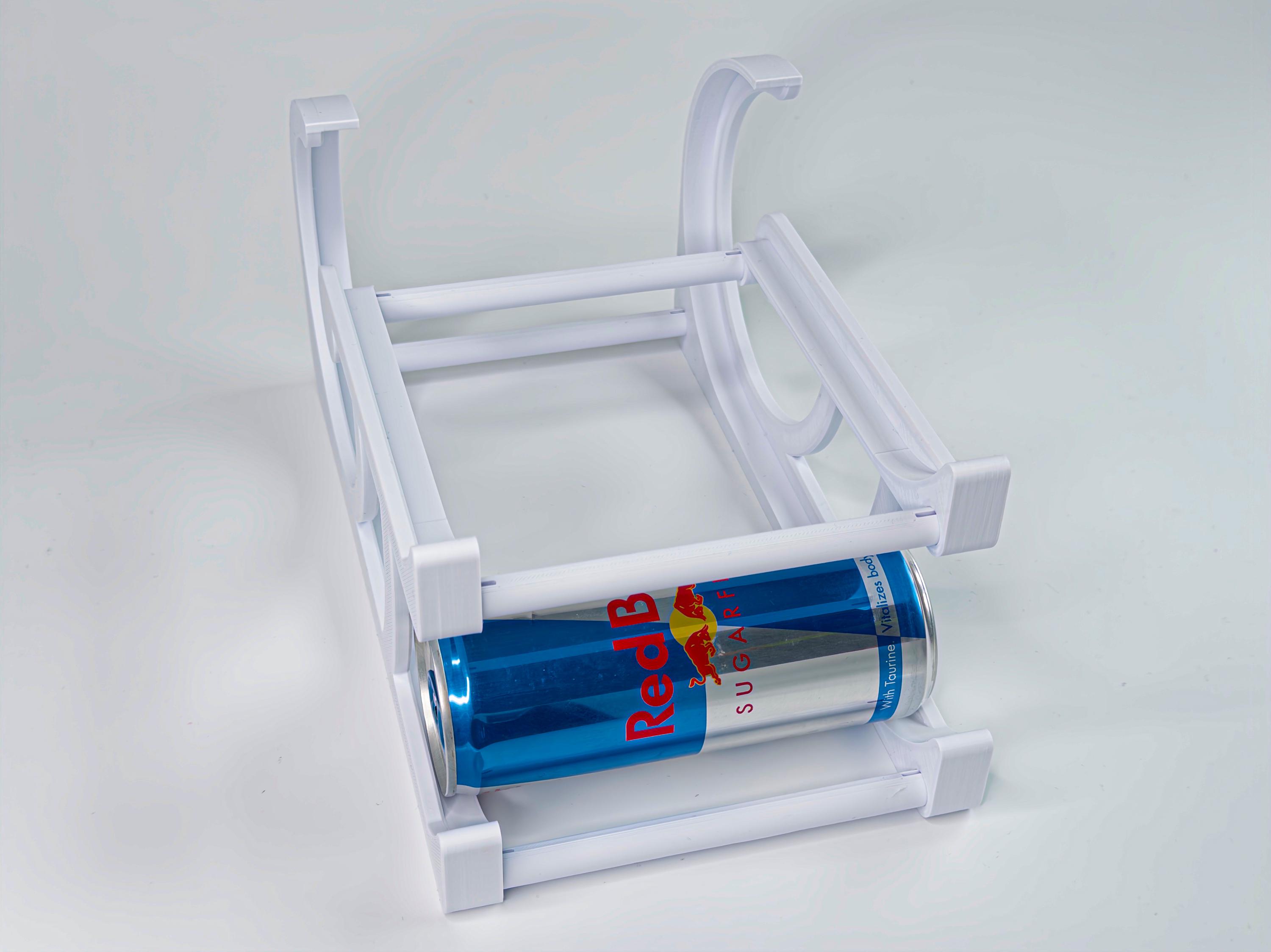 3D Printed Red Bull Can Holder: Flat Pack Energy Drink Organizer