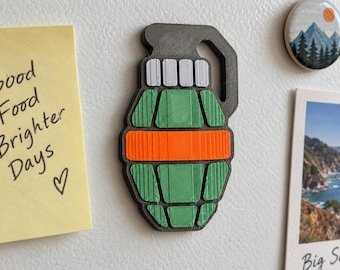 Grenade Fridge Magnet, Colorful Novelty Kitchen Accessory, Gamer Decor