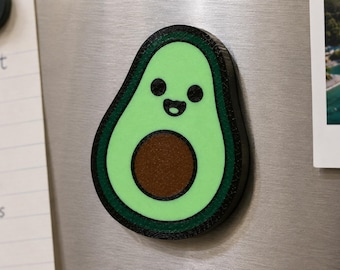 Smiling Avocado Fridge Magnet, Cute 3D Printed Food Magnet, Funny Kitchen Decor, Avocado Lover Gift, Green Fridge Magnet, 60mm