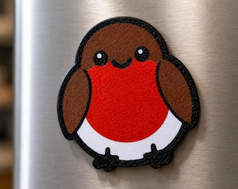 Cheerful Robin Fridge Magnet, Cute 3D Printed Red Breast Bird, British Wildlife Kitchen Decor, Bird Lover Gift, 60mm Robin Magnet