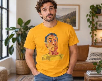 Geometric Cubist Portrait T-Shirt | Retro Abstract Face Art Tee (DTG Printed)