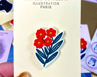 Red wildflower pin