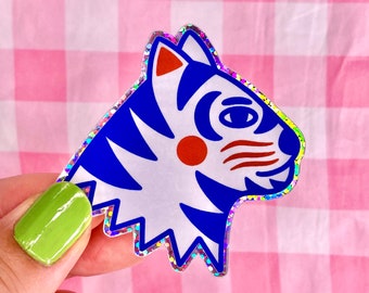 Sticker tigre holographique