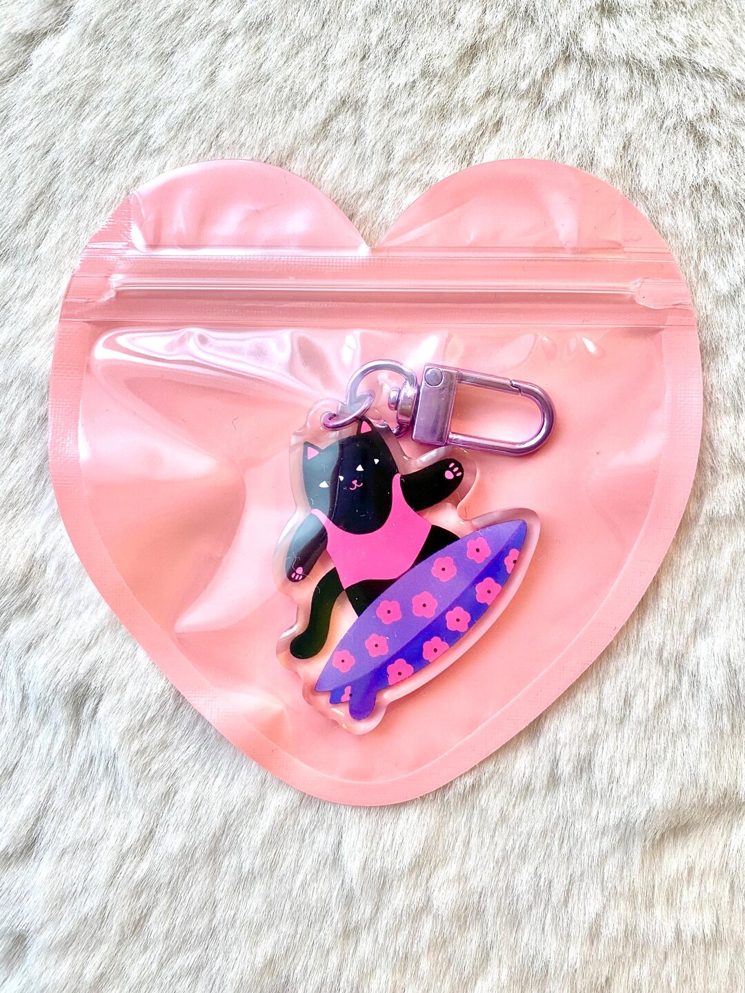 Surfing Cat Keychain - Etsy