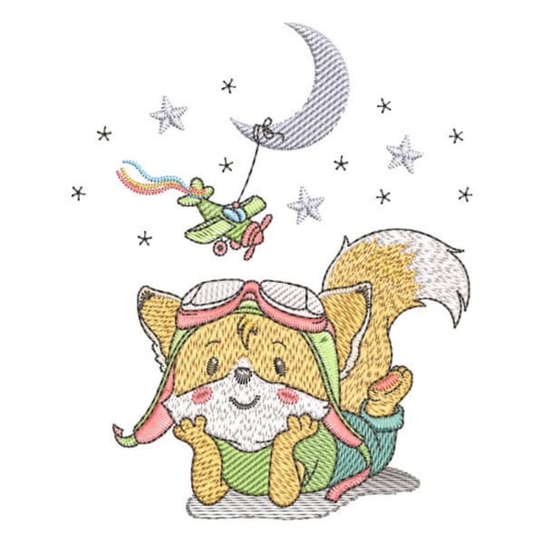 Little Fox quick Stich Embroidery Design 5 Different Sizes Etsy