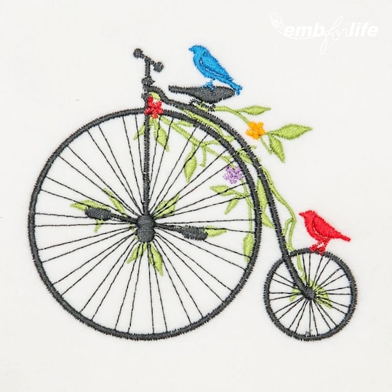 Decorative Bike Embroidery Design 5 Different Sizes for Instant Download