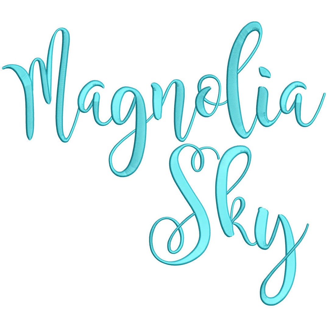 Magnolia Sky Font Embroidery Design Pack Etsy