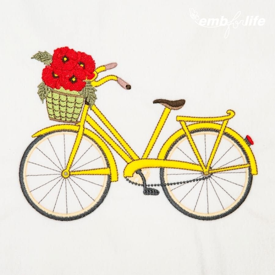 Decorative Bike Embroidery Design 5 Different Sizes for Instant Download