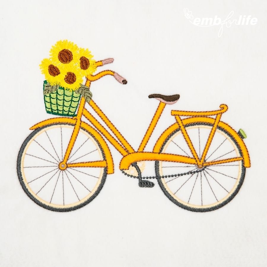Decorative Bike Embroidery Design 5 Different Sizes for Instant Download