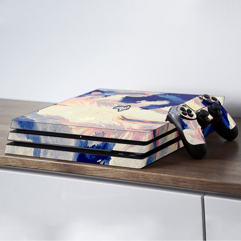 Watercolor Art Ps4 Pro White Skin Sticker Decal Elegant Skin Ps4 Fat Room Decor Geek Gift Friends Gift Ps4 Slim Deep Blue Art Modern Art Electronics Accessories Decals Skins Vadel Com