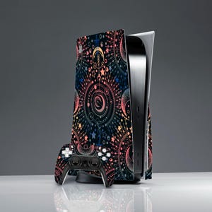 Rainbow sky art PS black skin moon art sticker ps 5 console cover alchemy occult Sticker wrap PS 5 controller PS 5 skin Console Magic art