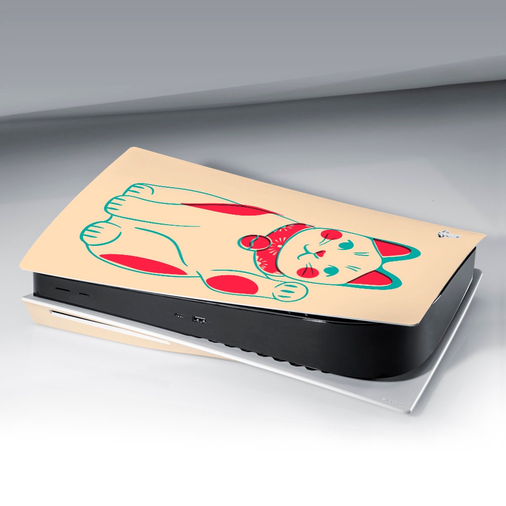 Maneki Neko Art Lucky Cat Print Ps Skin Beige Ps 5