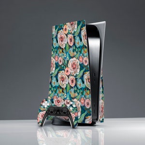 PS 5 console cover watercolor flowers PS 5 controller pink flowers skin PS 5 skin sticker decal Sticker wrap floral Console birthday gift