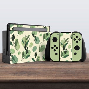 switch skin green switch skin leaf switch skin kawaii flower vinyl decal for console dock controller joycon joy con skin pastel skin cute