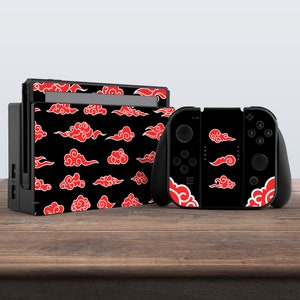 switch skin black switch skin japanese switch skin anime red clouds vinyl sticker decal for console dock controller joycon joy con skin