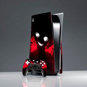 Creepy girl print PS 5 skin red Sticker decal Anime art skin Friends gift PS 5 console cover room decor art PS 5 controller gift for him