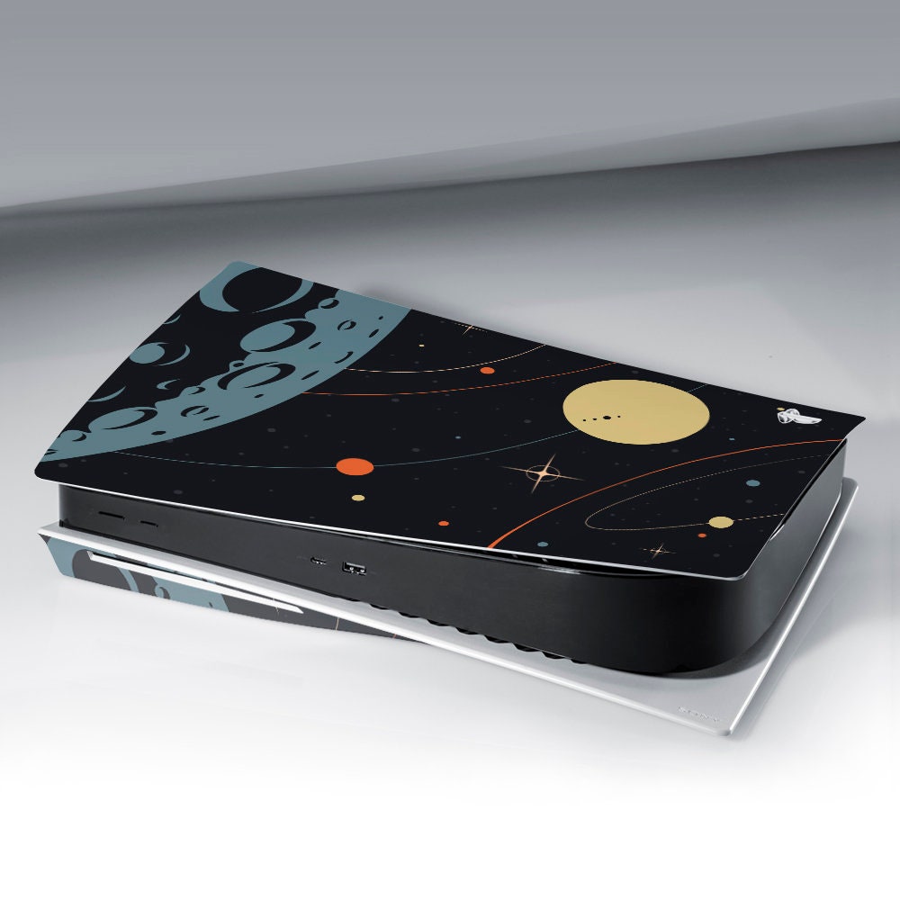 PS5 Skin Black Playstation 5 Skin Neon Space Alien Console and 