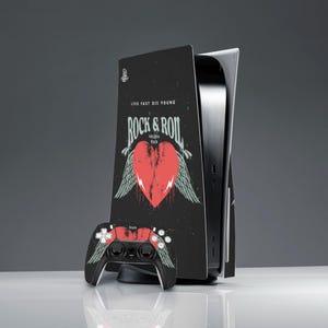 Rock and roll lover PS 5 skin heart rock art skin Hard music lover ps 5 CD skin ps 5 digital skin ps 5 console cover ps 5 controller gift