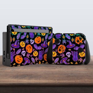 switch skin black switch skin Halloween skin horror skin retro witch vinyl sticker decal for console dock controller joycon joy con bat blue